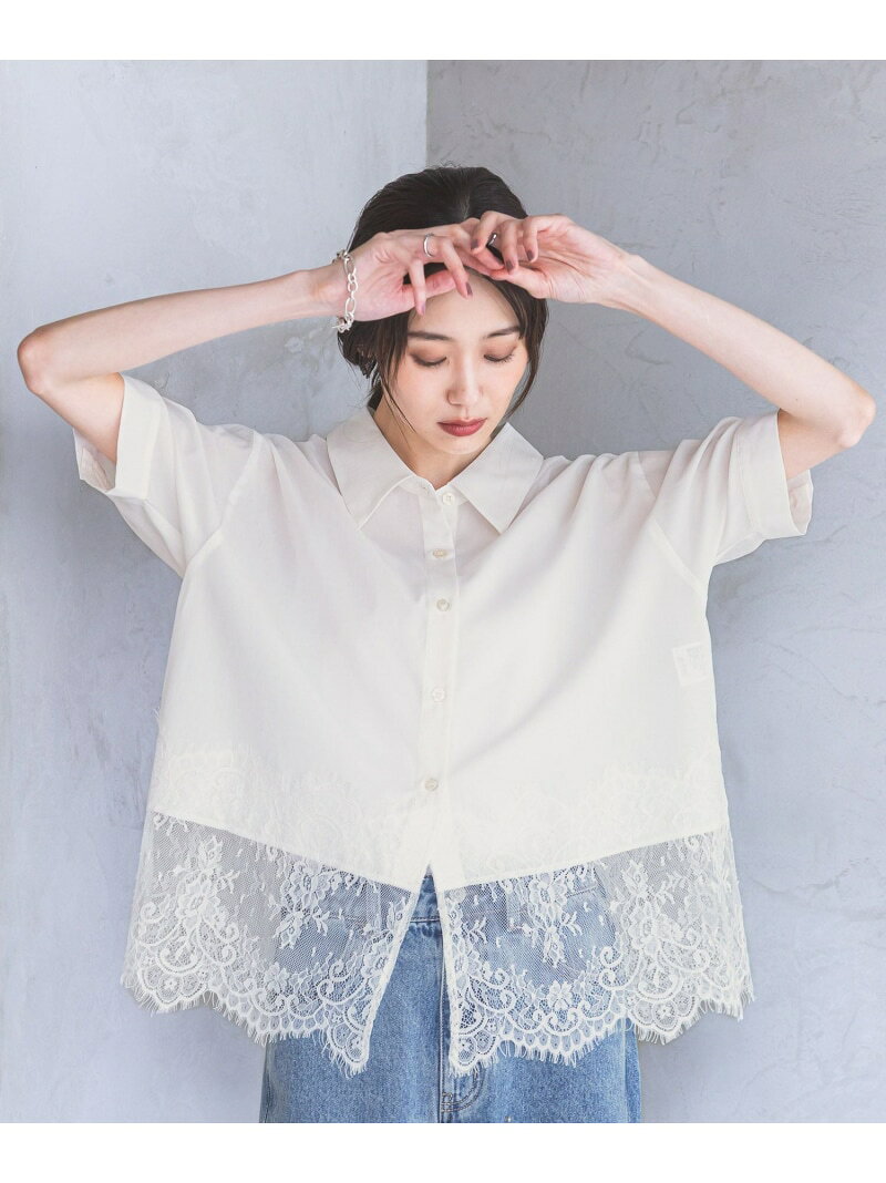 【SALE／10%OFF】裾レースシャツ半袖無地/805193 GLOBAL WORK グローバルワーク トップス シャツ・ブラウス ホワイト ブルー オレンジ ブラック【RBA_E】【送料無料】[Rakuten Fashion] globalwork-10023742 GLOBAL WORK/グローバルワーク パッケージ画像