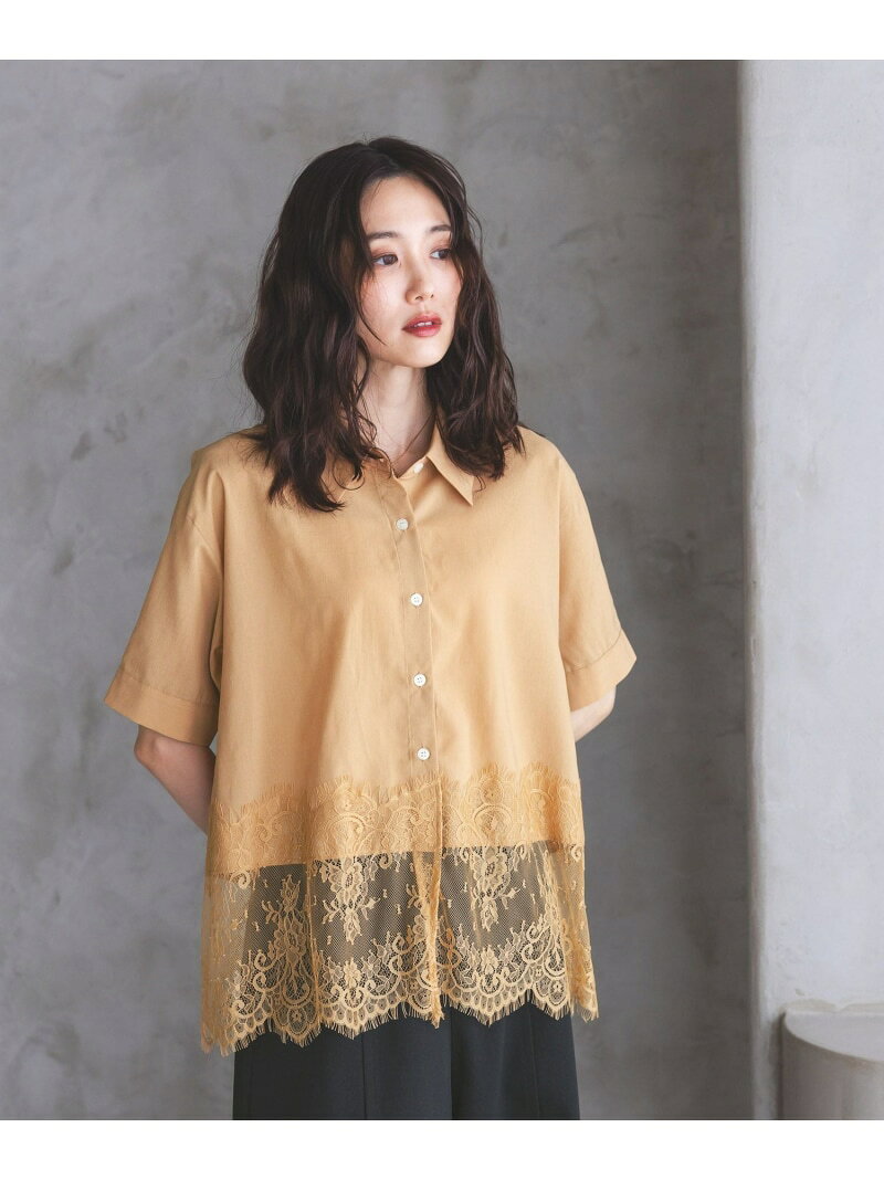 【SALE／10%OFF】裾レースシャツ半袖無地/805193 GLOBAL WORK グローバルワーク トップス シャツ・ブラウス ホワイト ブルー オレンジ ブラック【RBA_E】【送料無料】[Rakuten Fashion] globalwork-10023742 GLOBAL WORK/グローバルワーク サンプル画像3