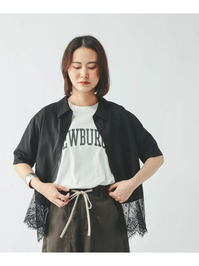 【SALE／10%OFF】裾レースシャツ半袖無地/805193 GLOBAL WORK グローバルワーク トップス シャツ・ブラウス ホワイト ブルー オレンジ ブラック【RBA_E】【送料無料】[Rakuten Fashion] globalwork-10023742 GLOBAL WORK/グローバルワーク サンプル画像2