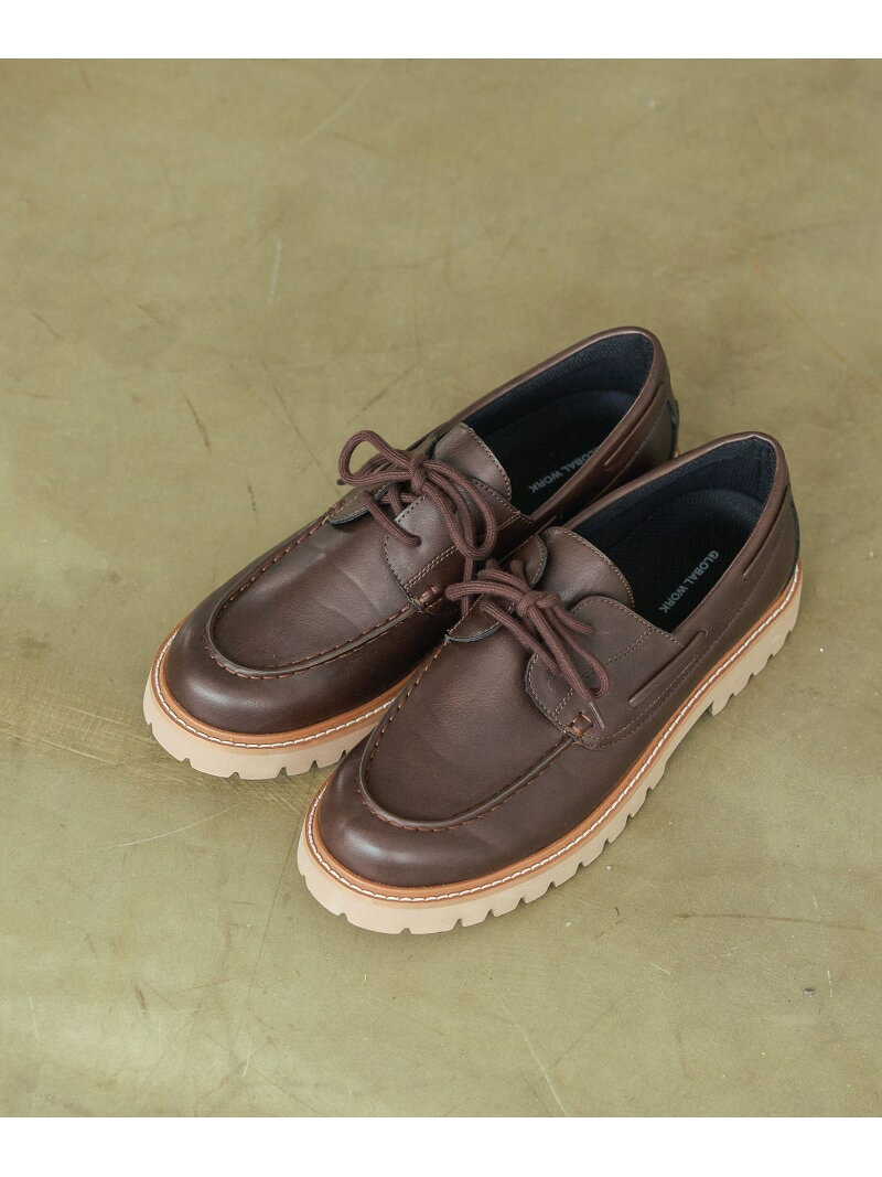 らくっションデッキシューズ/1056713 GLOBAL WORK グローバルワーク シューズ・靴 モカシン・デッキシューズ ブラック ブラウン【送料無料】[Rakuten Fashion]