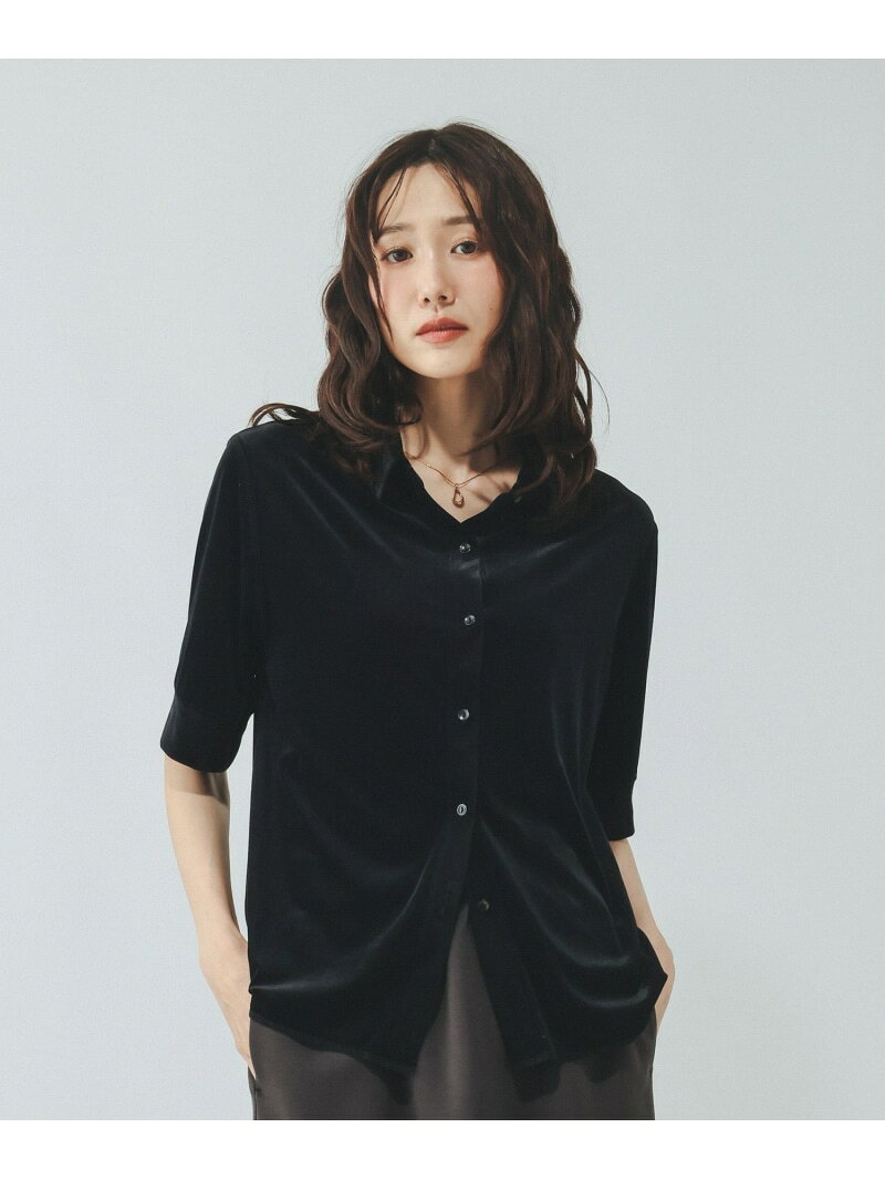 ベロアポロシャツ半袖/910905 GLOBAL WORK グローバルワーク トップス カットソー・Tシャツ ブラック ホワイト ブラウン【先行予約】*【送料無料】[Rakuten Fashion] globalwork-10023897 GLOBAL WORK/グローバルワーク サンプル画像2