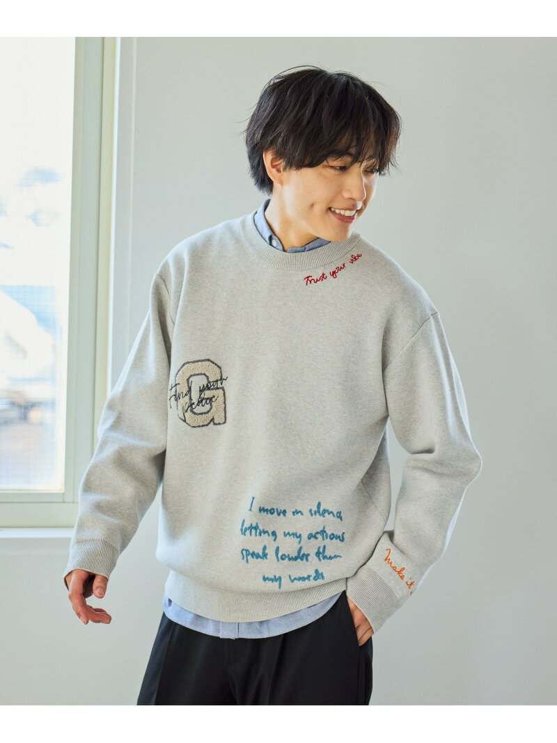 樂天商城 - 【SALE／50%OFF】スウェットライクオテラクニット/ロゴ/601295 GLOBAL WORK グローバルワーク トップス ニット グレー ネイビー ブラック ホワイト【RBA_E】[Rakuten Fashion]