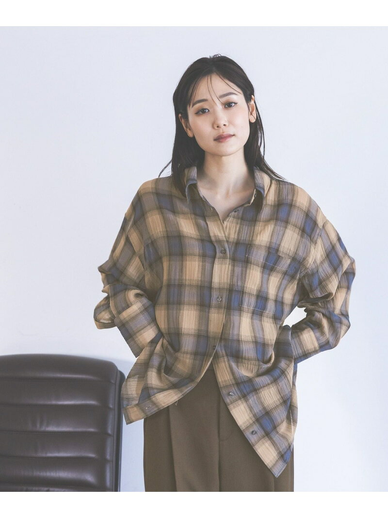 シアークレープチェックシャツ/680572 GLOBAL WORK グローバルワーク トップス シャツ・ブラウス ブラック【先行予約】*【送料無料】[Rakuten Fashion] globalwork-10023857 GLOBAL WORK/グローバルワーク サンプル画像3