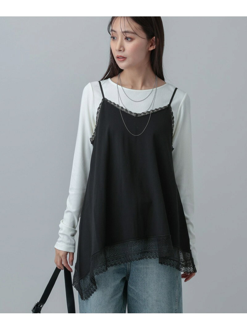 乐天商城 - 【SALE／40%OFF】MATINEE LINE/アシメニットキャミチュニック/640374 GLOBAL WORK グローバルワーク トップス その他のトップス ブラック ベージュ【RBA_E】[Rakuten Fashion]
