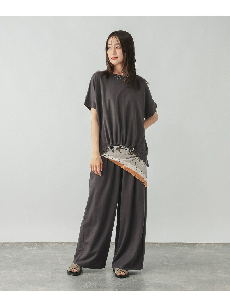 リネンライク裾ドロスト半袖/636812 GLOBAL WORK グローバルワーク トップス カットソー・Tシャツ ネイビー ブラック[Rakuten Fashion] globalwork-10023867 GLOBAL WORK/グローバルワーク サンプル画像3