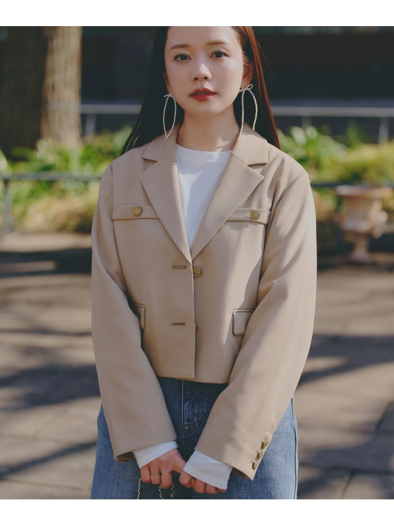 樂天商城 - 【SALE／82%OFF】高山直子さんコラボ/金ボタンショートジャケット/EiiS/289628 GLOBAL WORK グローバルワーク ジャケット・アウター テーラードジャケット・ブレザー ベージュ ネイビー【RBA_E】[Rakuten Fashion]