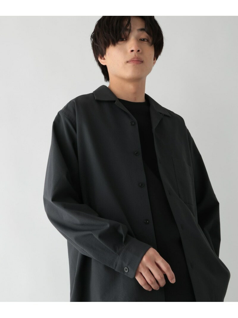 樂天商城 - クリーンサッカー/開襟シャツ/長袖/一部店舗限定/670027 GLOBAL WORK グローバルワーク トップス シャツ・ブラウス グレー ネイビー ブラウン【送料無料】[Rakuten Fashion]