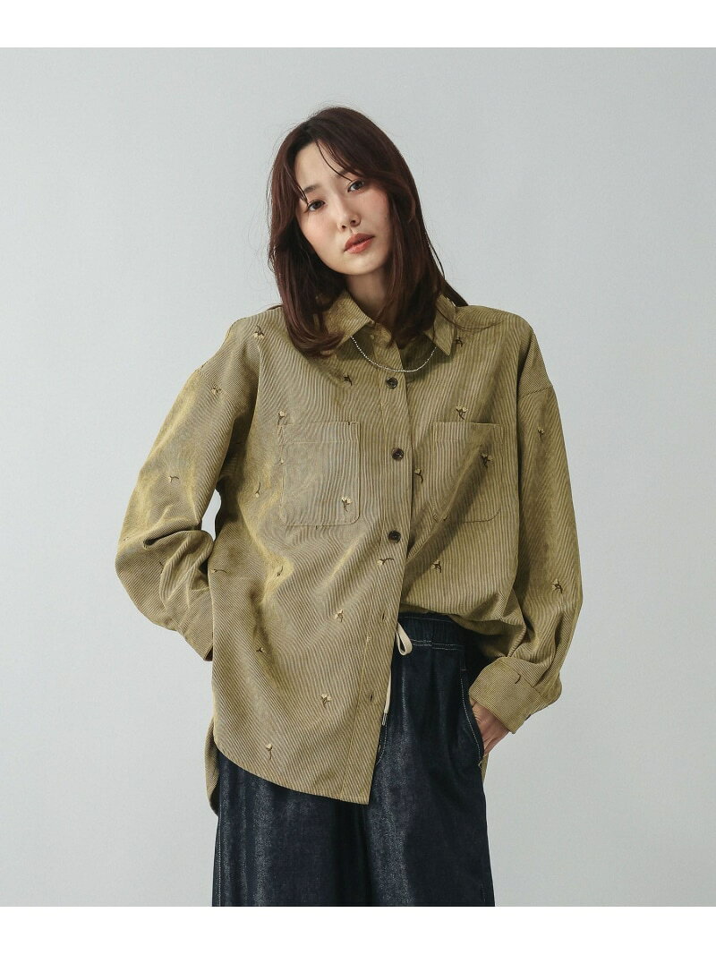 コーデュロイ刺繍シャツ/798069 GLOBAL WORK グローバルワーク トップス シャツ・ブラウス ホワイト ブラック カーキグリーン【送料無料】[Rakuten Fashion] globalwork-10023963 GLOBAL WORK/グローバルワーク サンプル画像3