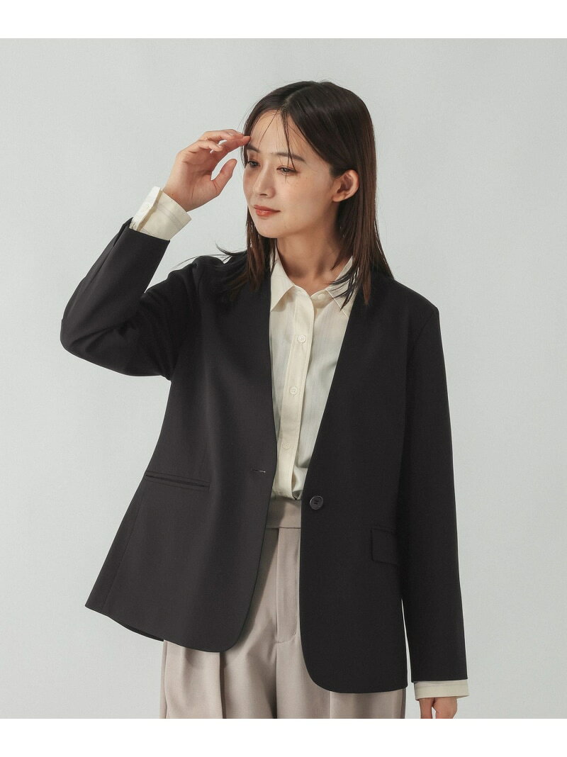 ウツクシルエットノーカラージャケット/一部店舗限定/766164 GLOBAL WORK グローバルワーク ジャケット・アウター ノーカラージャケット ネイビー ブラウン ブラック【送料無料】[Rakuten Fashion] globalwork-10023967 GLOBAL WORK/グローバルワーク サンプル画像2