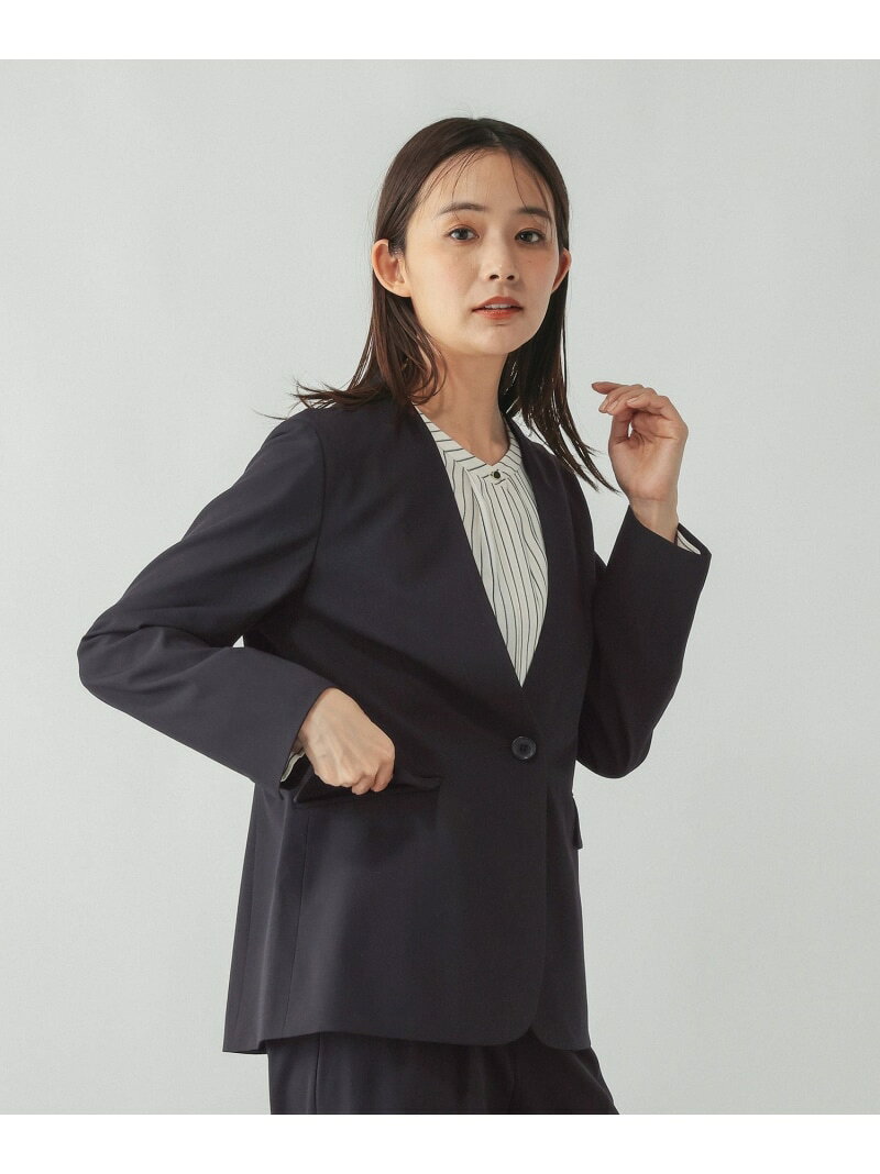 ウツクシルエットノーカラージャケット/一部店舗限定/766164 GLOBAL WORK グローバルワーク ジャケット・アウター ノーカラージャケット ネイビー ブラウン ブラック【送料無料】[Rakuten Fashion] globalwork-10023967 GLOBAL WORK/グローバルワーク サンプル画像3
