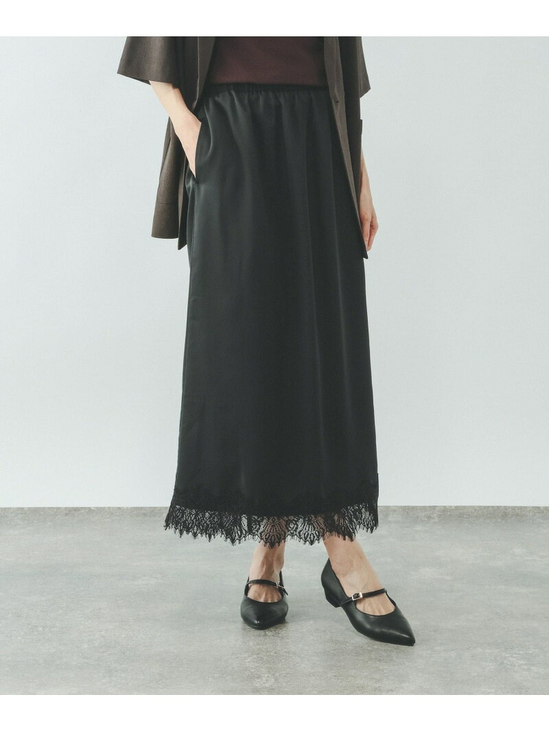 【SALE／60%OFF】サテンレーススカート/661715 GLOBAL WORK グローバルワーク スカート ロング・マキシスカート ブラック ホワイト【RBA_E】[Rakuten Fashion] globalwork-10022933 GLOBAL WORK/グローバルワーク サンプル画像2