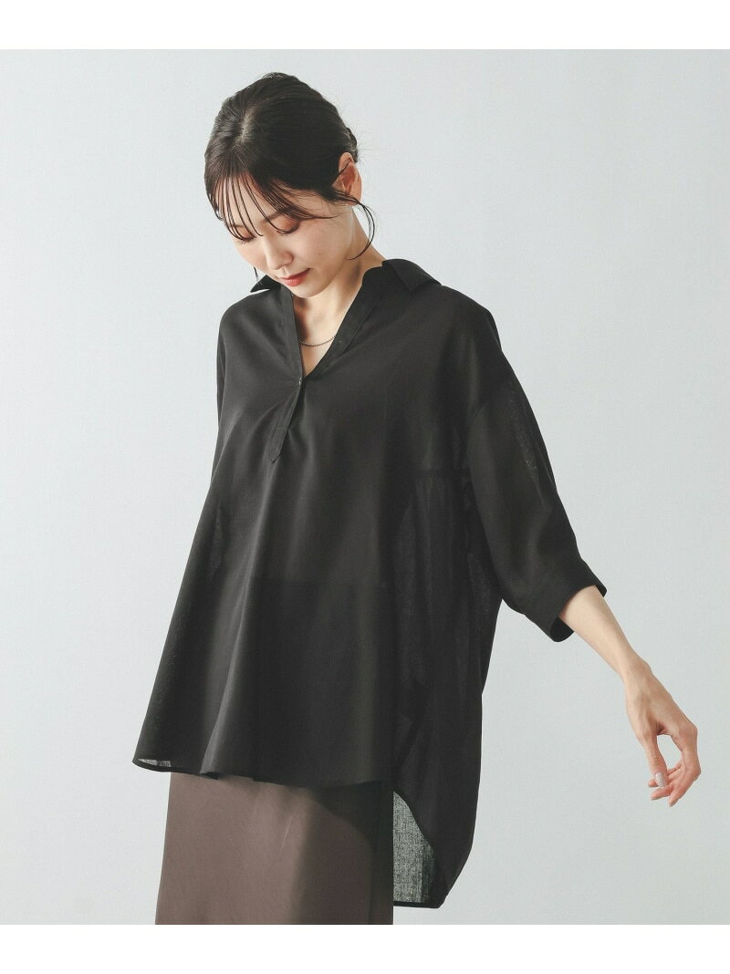 【SALE／30%OFF】イージーケアリネンスキッパー5分袖/657938 GLOBAL WORK グローバルワーク トップス シャツ・ブラウス ブラック ブラウン ブルー ホワイト【RBA_E】[Rakuten Fashion] globalwork-10023450 GLOBAL WORK/グローバルワーク サンプル画像3