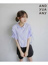 リボンドロストシャツ半袖/AND YUA ANY/325901 GLOBAL WORK グローバルワーク トップス シャツ・ブラウス ブルー【送料無料】[Rak...