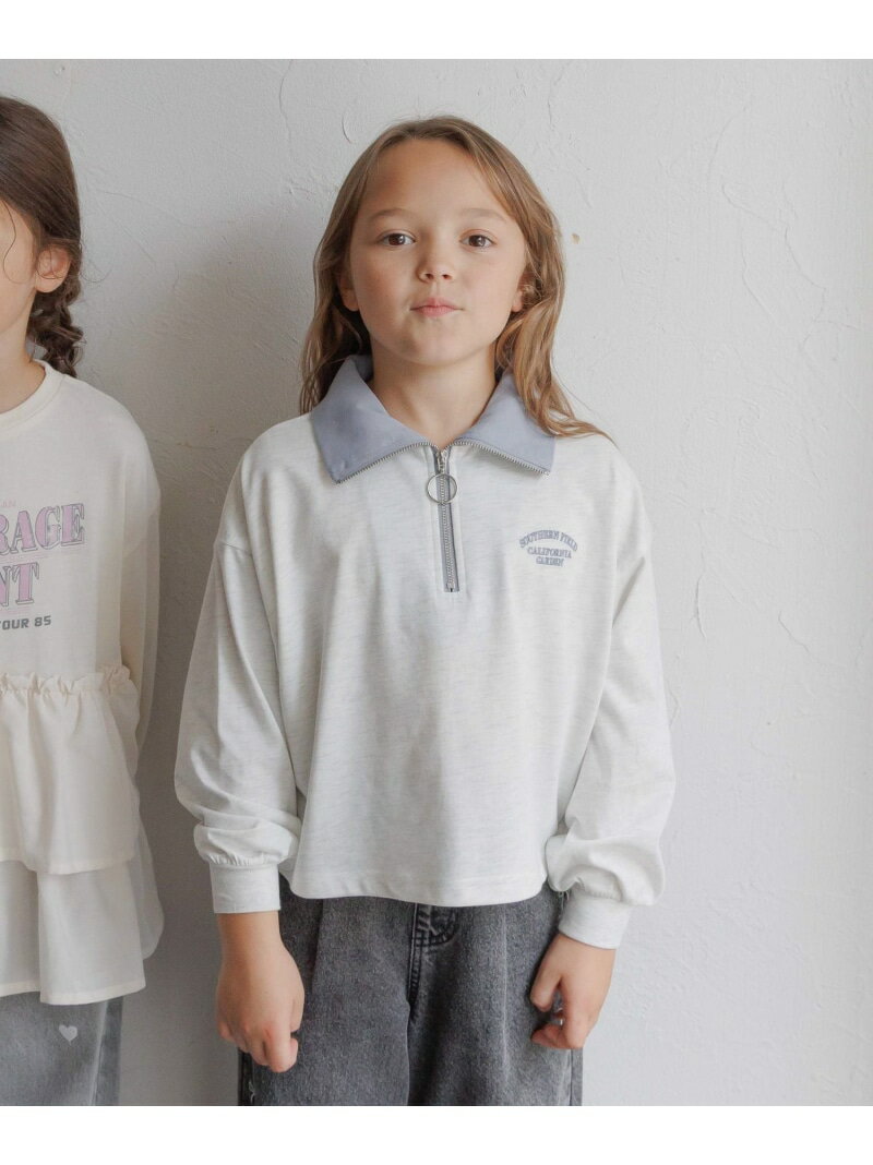 ヘビロッTEEハーフZIP長袖/キッズ/589258 GLOBAL WORK グローバルワーク トップス カットソー・Tシャツ ブルー ブラック ホワイト[Rakuten Fashion]のサムネイル