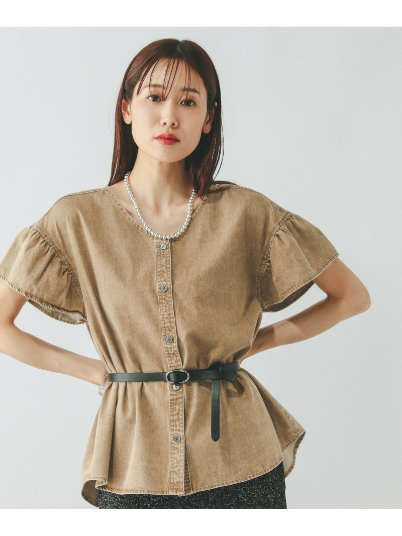 【SALE／50%OFF】デニムフリルブラウス/571291 GLOBAL WORK グローバルワーク トップス シャツ・ブラウス ブルー ベージュ【RBA_E】[Rakuten Fashion] globalwork-10021336 GLOBAL WORK/グローバルワーク サンプル画像2