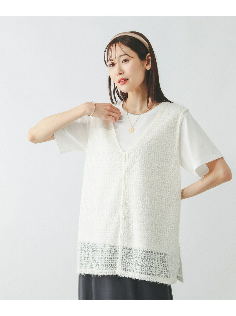 【SALE／60%OFF】フェザージレベスト*半袖Tシャツセット/572226 GLOBAL WORK グローバルワーク トップス カットソー・Tシャツ ブラック ホワイト【RBA_E】[Rakuten Fashion] globalwork-10021334 GLOBAL WORK/グローバルワーク サンプル画像2