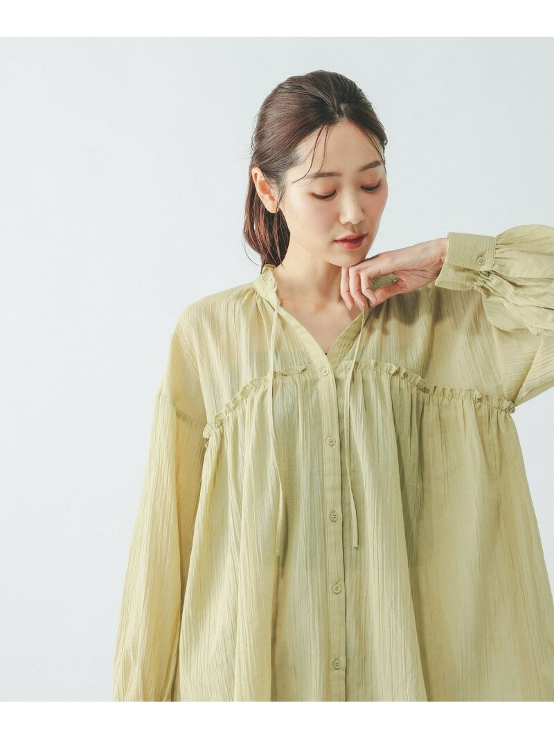 【SALE／60%OFF】エアリーリラックス襟フリルブラウス/一部店舗限定/636665 GLOBAL WORK グローバルワーク トップス シャツ・ブラウス ブルー ブラウン【RBA_E】[Rakuten Fashion] globalwork-10023186 GLOBAL WORK/グローバルワーク サンプル画像2