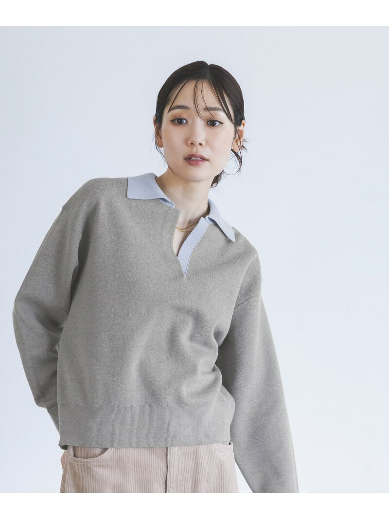 【玉井詩織さん着用】スウェットライクスキッパー/730219 GLOBAL WORK グローバルワーク トップス ニット ブルー ホワイト【送料無料】[Rakuten Fashion] globalwork-10024151 GLOBAL WORK/グローバルワーク サンプル画像2