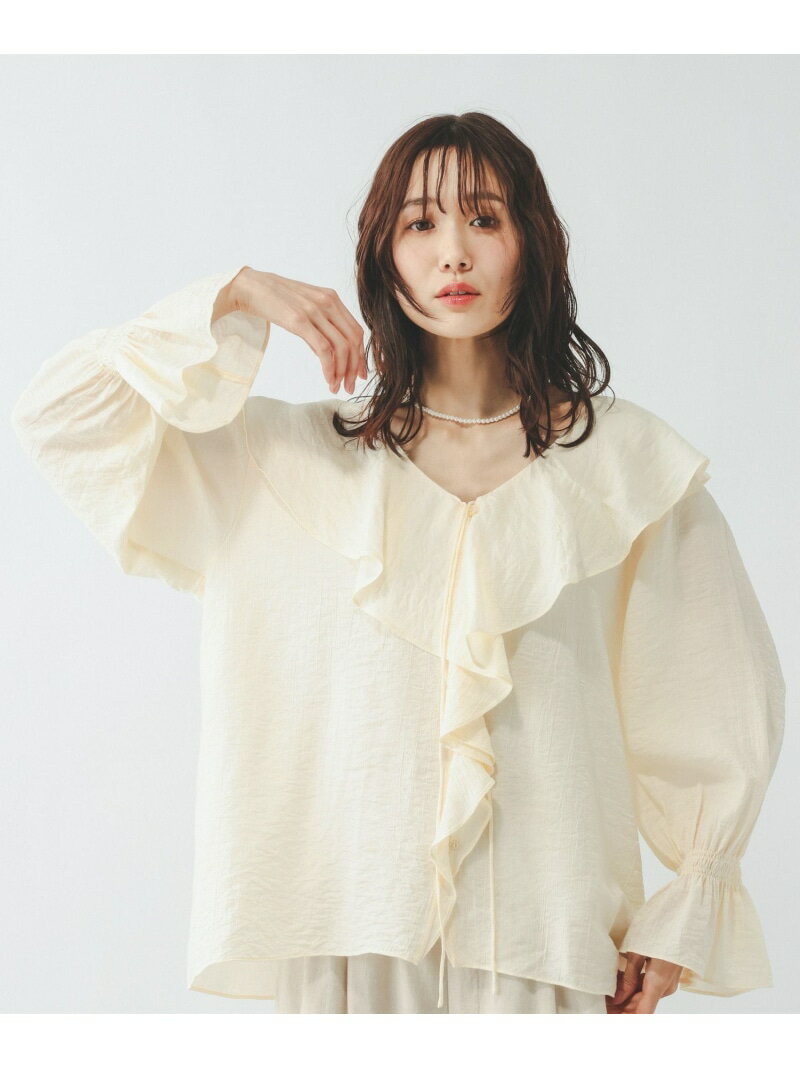 樂天商城 - 【SALE／30%OFF】フリルスキッパーブラウス/660970 GLOBAL WORK グローバルワーク トップス シャツ・ブラウス ホワイト ベージュ【RBA_E】[Rakuten Fashion]