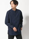 [Rakuten Fashion](M)デニムバンドカラーシャツ GLOBAL WORK グローバルワーク シャツ/ブラウス 長袖シャツ ネイビー ブルー【送料無料】