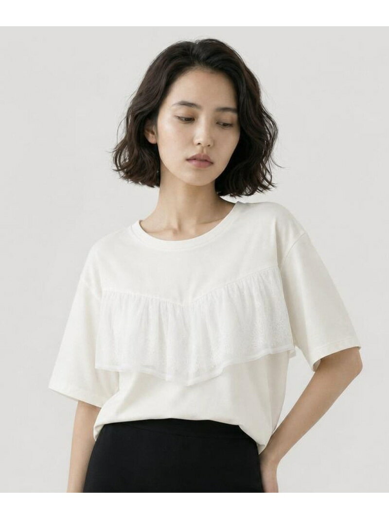 フリルレースドッキングT半袖/713292 GLOBAL WORK グローバルワーク トップス カットソー・Tシャツ ブラック ホワイト グレー[Rakuten Fashion] globalwork-10023754 GLOBAL WORK/グローバルワーク サンプル画像2