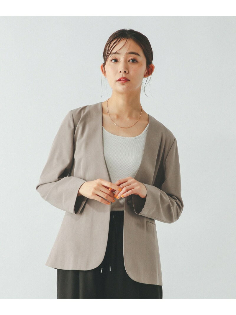 【SALE／50%OFF】ウツクシルエットDRYジャケット/290026 GLOBAL WORK グローバルワーク ジャケット・アウター ノーカラージャケット グレー ブラウン ブラック【RBA_E】【送料無料】[Rakuten Fashion] globalwork-10021081 GLOBAL WORK/グローバルワーク サンプル画像3