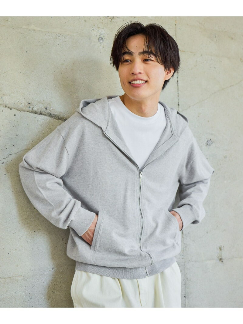 スウェットライクニット/ZIPパーカー/601363 GLOBAL WORK グローバルワーク トップス ニット グレー ブラック【先行予約】*【送料無料】[Rakuten Fashion]