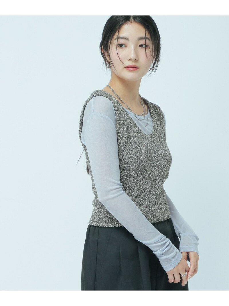【SALE／30%OFF】ネップヤーンベストSET/WEB限定/660938 GLOBAL WORK グローバルワーク トップス ベスト・ジレ ブラック ホワイト【RBA_E】[Rakuten Fashion] globalwork-10023144 GLOBAL WORK/グローバルワーク サンプル画像2