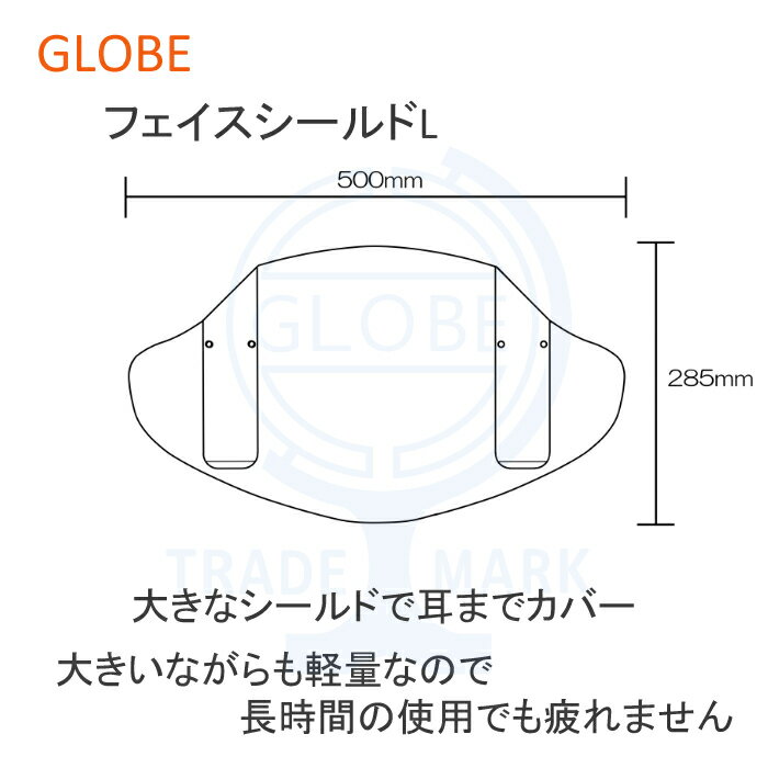 日本製　フェイスシールド　Lサイズ　50枚　メガネに取り付けるタイプ　感染症対策　医療　大きいサイズ　軽量仕様