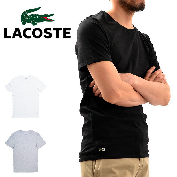 LACOSTE SLIM FIT ラコステ 半袖 Tシャツ ワンポイント クルーネック スリムフィット TH3321 メンズ 男性用 ホワイト ブラック 大きいサイズ