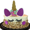 ユニコーンバースデーケーキトッパーセット-完全なパーティーケーキデコレーションキット-ホーンイヤーフラワーまつげ頬-ベビーシャワーウェディングスマッシュケーキ-ジョリージョン Unicorn Birthday Cake Topper Set - Complete Party Cake Decorating Kit -