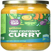 Yellow - Medium Spice, Yai's Thai Yellow Coconut Curry Sauce, 16 Ounce Jar, Whole30, Paleo, Vegan, Gluten Free, MSG Free, Low Sodium, No Added Sugars, Ready to Eat, Medium Spice Level