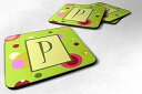 Caroline's Treasures Monogram-Green Foam Coasters (Set of 4), Initial Letter P, 3.5" H x 3.5" W, Multicolor