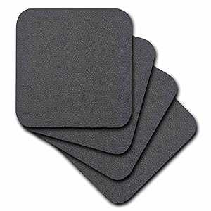 3dRose Print of Gray Faux Leather - Soft Coasters, set of 8