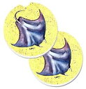 Caroline's Treasures 8531CARC Stingray on Yellow Set of 2 Cup Holder Car Coasters Absorbent Sandstone Coasters for Car Cup Holders Gifts for Men or Women, Large, Multicolor