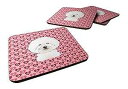 Caroline's Treasures ビションフリーゼ ハーツ フォーム コースター 4 個セット、3.5、マルチカラー Caroline's Treasures Bichon Frise Hearts Foam Coaster Set of 4, 3.5, Multicolor