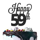 LINGTEER ハッピー59歳の誕生日 ブラックケーキトッパー 59歳の誕生日パーティーギフトデコレーションサインに乾杯するのに最適です。 LINGTEER Happy 59th Birthday Black Cake Topper Perfect for Cheers to 59 Years Old Birthday Party Gift Decora