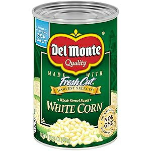 DEL MONTE FRESH CUT HARVEST SELECTS Sweet White Whole Kernel Corn, Canned Vegetables, 15.25 oz Can