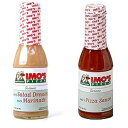 Imo's ピザソース & ドレッシング バンドル、本格的な Imo's イタリアン サラダ ドレッシングとマリネ (12 オンス ボトル) と Imo's セントルイス スタイル ピザ ソース (12 オンス ボトル) が含まれます。 Imo's Pizza Sauce & Dressin