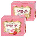 クラウンサンド ストロベリークリームチーズ 161g 2箱、韓国スナック、ストロベリークリームチーズフィリングサンドイッチビスケット、スイート&フルーティー、산도 딸기크림치즈 샌드 Crown Sando Strawberry Cream Cheese 161g 2 Boxes, Korean Snack,