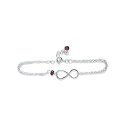 Rebecca Anne Handmade Silver Birthstone Infinity Charm Bracelet - Pink Tourmalin...