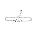 Rebecca Anne Handmade Silver Birthstone Infinity Charm Bracelet - Blue Topaz, St...