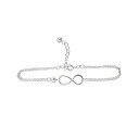 Rebecca Anne Handmade Silver Birthstone Infinity Charm Bracelet - Pearl, Sterlin...