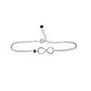 Rebecca Anne Handmade Silver Birthstone Infinity Charm Bracelet - Emerald, Sterl...