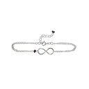 Rebecca Anne Handmade Silver Birthstone Infinity Charm Bracelet - Ruby, Sterling...