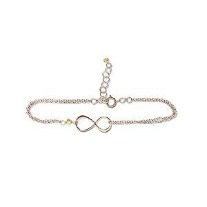Rebecca Anne Handmade Rose Gold Birthstone Infinity Charm Bracelet - Citrine, Ro...