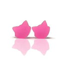 ピンクの猫のスタッドピアス、メタルフリープラスチックポスト、10mm Pretty Smart Pink Cat Stud Earrings, Metal Free Plastic Post, 10mm(4)