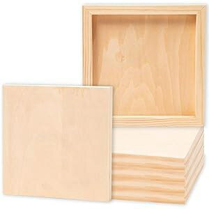 Juvale Unfinished 8x8 Wood Canvas for Arts and Crafts, Framed Flat Cradle Panel Boards for ting Supplies (6 Pack)