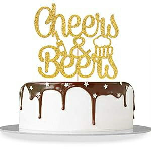 ゴールドグリッター乾杯&ビールケーキトッパー新年パーティー - 婚約 - 2021年卒業誕生日乾杯、2022年パーティーデコレーション MonMon & Craft Gold Glitter Cheers & Beers Cake Topper New Year Party - Engagement - 2021 Graduation Birthday