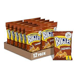 楽天GlomarketBugles Crispy Corn Snacks, Sweet & Salty Caramel, Snack Bag, 6 oz （Pack of 12）